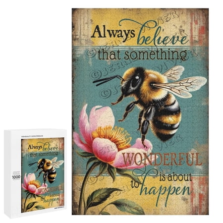 Bee Themed Jigsaw Puzzles 1000 Piece for Adults Families Challenging Fun Pieces Fit Together Challenging Puzzle Perfect for Game Nights Bee Wall Decor