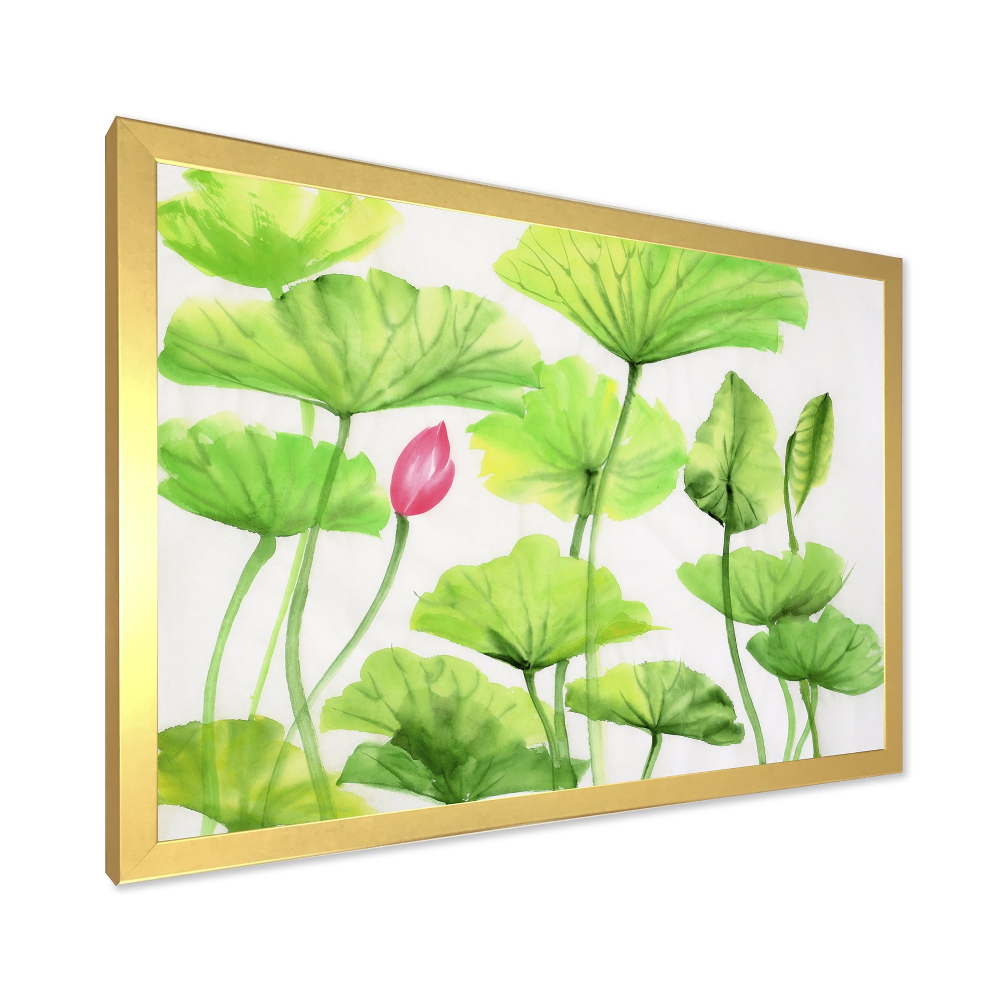 Designart 'Ancient Pink Lotuses In The Pond VIII' Traditional Framed Art Print
