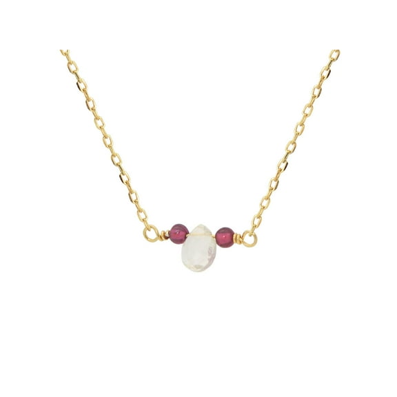 Sterling SIlver Mini Natural Stones Pendant Necklace dipped in 14k Gold