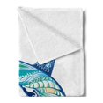 thumbnail image 2 of Abstract Soft Flannel Fleece Throw Blanket, Hammer Head Shark Ornate Underwater Sea Oceanic Life Animals Marine Theme, Cozy Plush for Indoor and Outdoor Use, 70" x 90", Blue Aqua White, by Ambesonne, 2 of 5