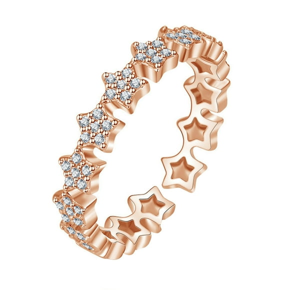Anillos para mujer, regalos para mujer, moda, ahuecados, frescos y misteriosos, estrella de cinco puntas, circonitas cúbicas, giros exteriores, maravilloso regalo, anillo hueco.