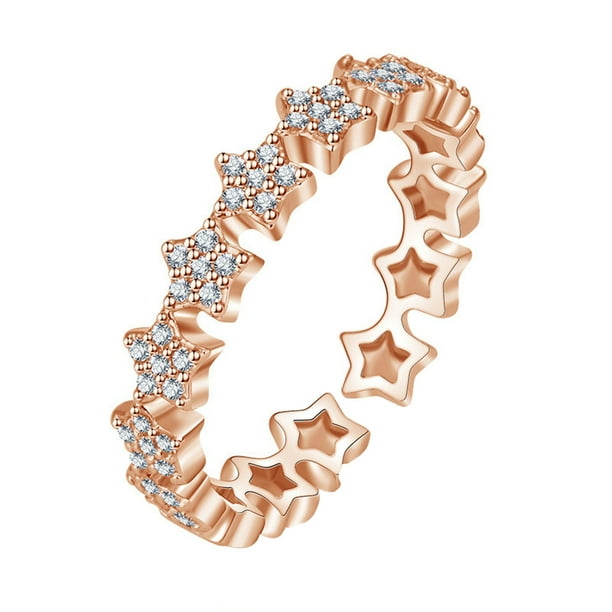 Anillos para mujer, regalos para mujer, moda, ahuecados, frescos y misteriosos, estrella de cinco puntas, circonitas cúbicas, giros exteriores, maravilloso regalo, anillo hueco.