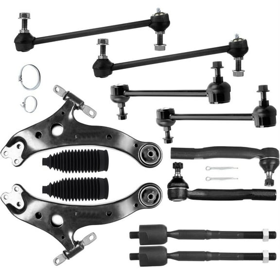 SCITOO 12pcs Suspension Kit Front Lower Control Arm Sway Bar Links Inner Outer Tie Rod Ends w/Steering Boots Fit For 2004-2006 For Lexus ES330 2004-2006 For Toyota Camry 2004-2008 For Toyota Solara