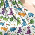 thumbnail image 3 of White Floral Dinosaurs Pattern Blanket,Comfortable Soft Lamb Wool Throw Blanket,All Season,Warm Lightweight Blankets for Sofa Bed Couch Living Room Chair,50"x60", 3 of 4