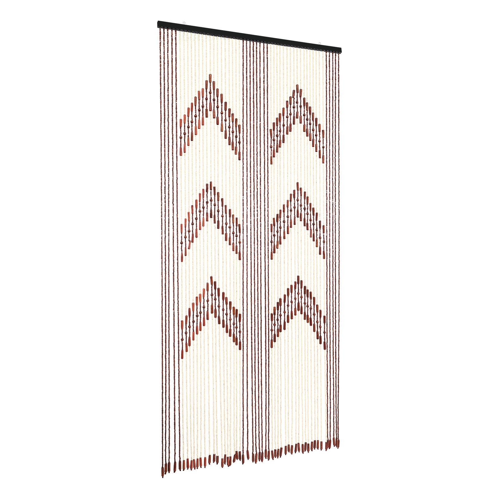 Wood-Colored Bamboo and Wood 190x90cm Antique Partition Bead Curtain 52 Hand-Made Door Curtains