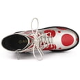 thumbnail image 4 of Botas de combate de tacón grueso con estampado de patrón de plataforma con cordones para mujer rojo plata 36, 4 of 5
