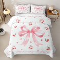 thumbnail image 2 of Erosebridal Dreamy Bow-Tie Quilt King for Girls, Kawaii Cherry King Coverlet Set, 3 Pieces 1 Quilt and 2 Pillowcases, 2 of 7