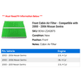 thumbnail image 2 of Front Cabin Air Filter - Compatible with 2000 - 2006 Nissan Sentra 2001 2002 2003 2004 2005, 2 of 2