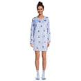 thumbnail image 3 of Disney Women's Stitch Velvet Henley Sleepshirt and Plush Socks Set, 2-Piece, Sizes XS-3X, 3 of 6