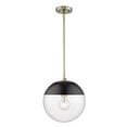 thumbnail image 1 of Dixon Pendant in Aged Brass with Clear Glass and Black Cap, 1 of 2