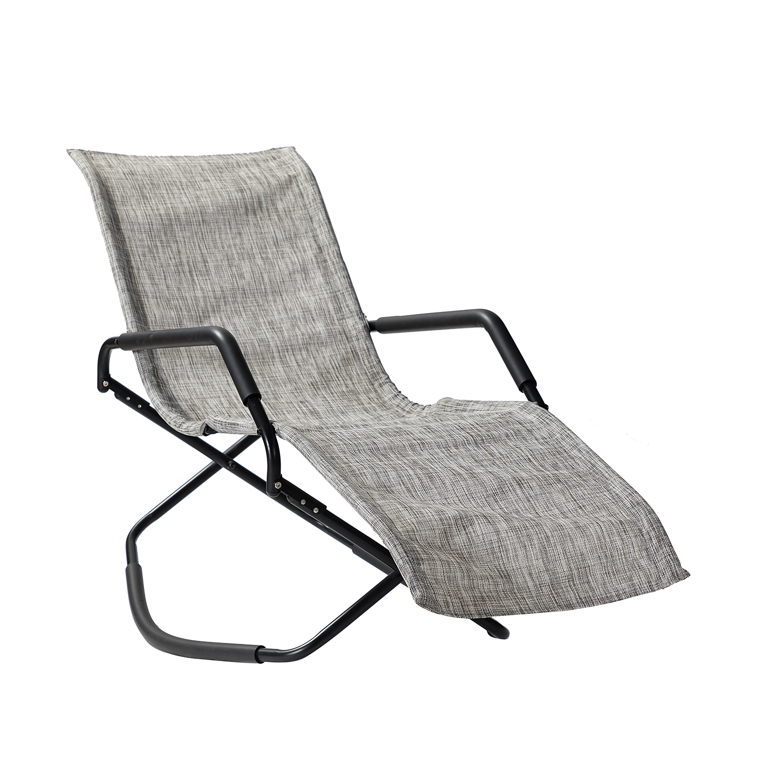 Folding Lounge Chair, Patio Rocking Chaise Chair with Armrests, Beach Lightweight Reclining Chair, Outdoor Portable Folding Chair, Lounge Chaise Chair for Camping, Pool, Lawn, Garden, D7843 - image 2 of 10