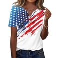 thumbnail image 2 of Women's 250th Anniversary USA Shirt V-Neck Button Patriotic Star Print Short Sleeve T-Shirts Independence Day Top, 2 of 5