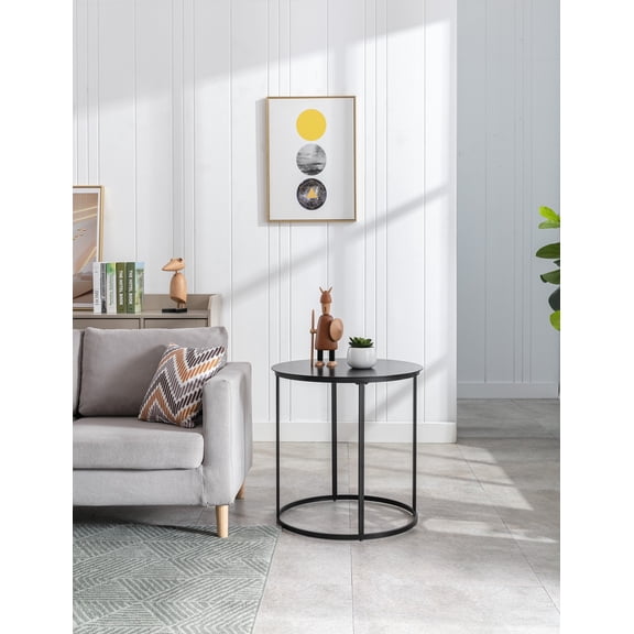Boraam Landon Round Metal End Table with Dark Brown Finish