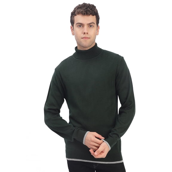 Cavardi Casual Men’s High Neck Sweater – Green | XXL