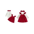 thumbnail image 2 of Loicainy Infant Baby Girls Christmas Outfit 3 6 12 18 Months Holly Berry Romper Overall Dress Headband Clothes Set, 2 of 8