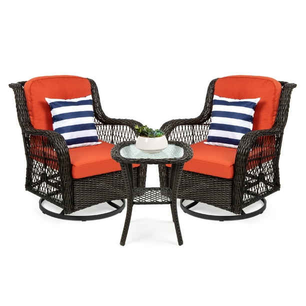 Patio Wicker Bistro Furniture Set, Best Outdoor Patio Swivel Chairs