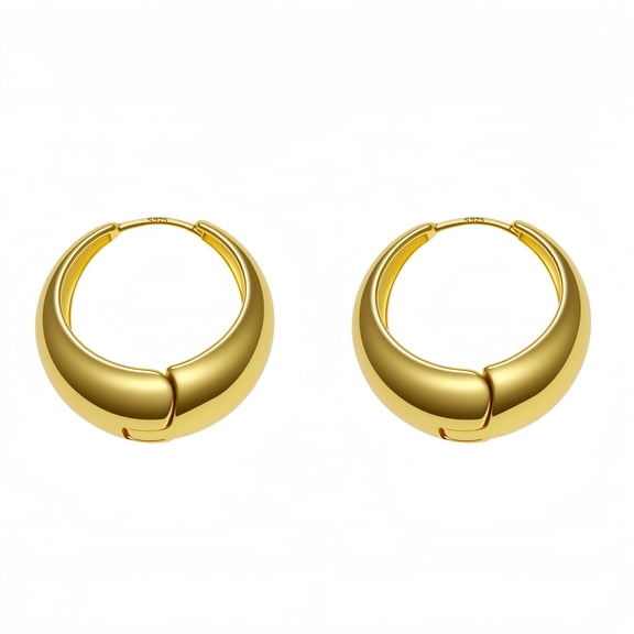 Gold Plated Huggie Hoop Earrings for Women,925 Sterling Silver Post,Hypoallergenic Small Earrings