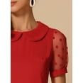 thumbnail image 5 of DARING DIVA Women's Polka Dots Mesh Peter Pan Collar Blouse XS Red, 5 of 6