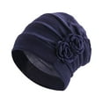 thumbnail image 1 of Polyester Ladies Turban Washable Solid Color Stylish is designed and Traditional Cap Office Shopping Head Headband Bonnet Dark Blue, 1 of 7