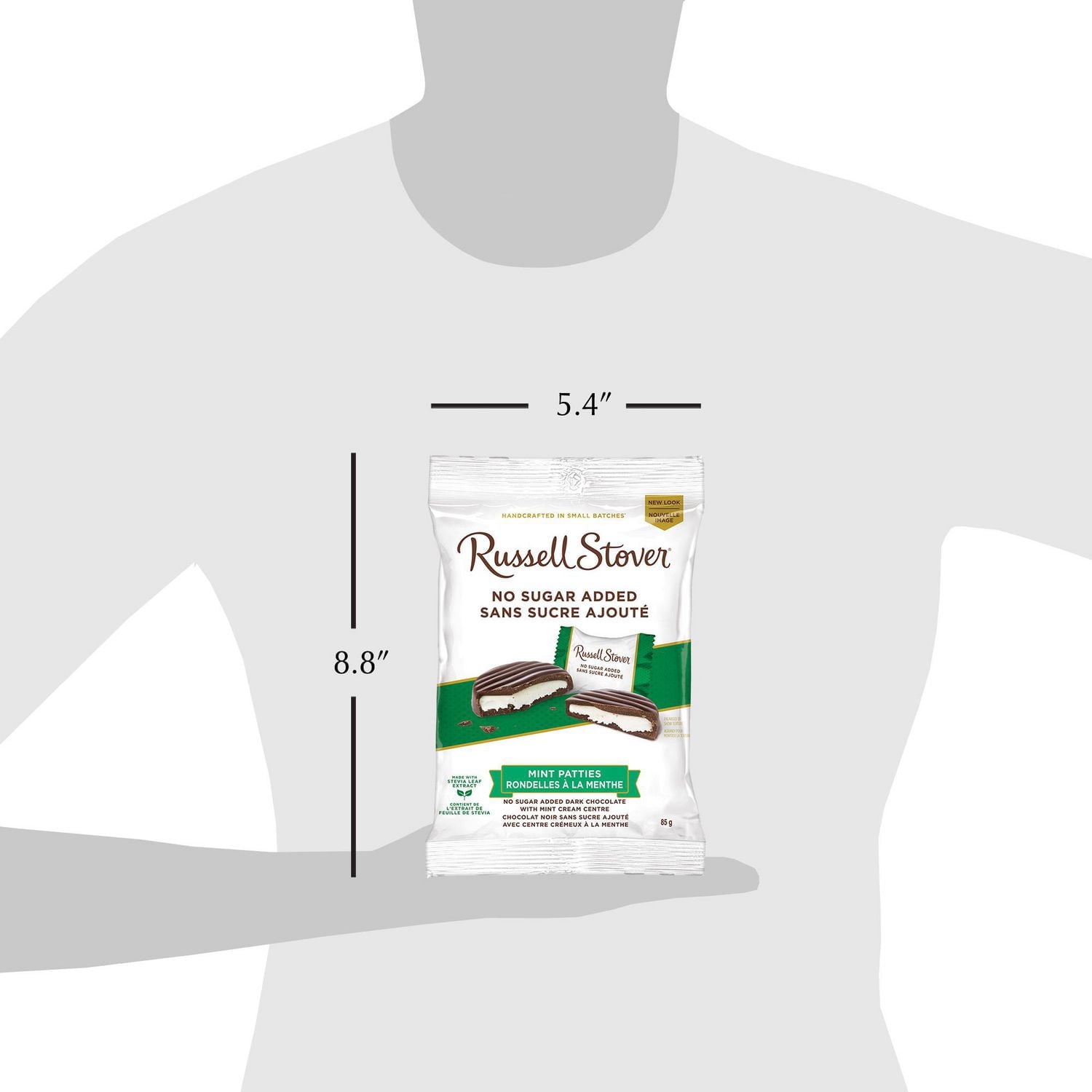 Russell Stover No Sugar Added Dark Chocolate Mint Patties, 85-Gram Bag, 85 g