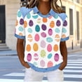 thumbnail image 5 of GNFQXSS Womens Easter Shirt Classic Crew Neck Pull On Stretch Tee Polka Dot Egg Bunny Graphic Top For Spring Picnic Holiday Leisure Purple XL, 5 of 6