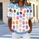 thumbnail image 5 of TaTaai Women's Lightweight Waffle Knit Short Sleeve Open Collar Easter Print Top Summer Cool Blouse Relaxed Fit Vacation Plus Size Gift, 5 of 6