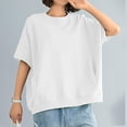 thumbnail image 5 of LNZGNM Sweatshirts for Women Short Sleeve Crew Neck Oversized Pullover Everyday Simple Top Daily Summer Casual,White(XXXL), 5 of 7