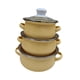 thumbnail image 2 of 3 piezas de ollas esmaltadas para el hogar, utensilios de cocina para cocinas de inducción y gas amarillo, 2 of 9