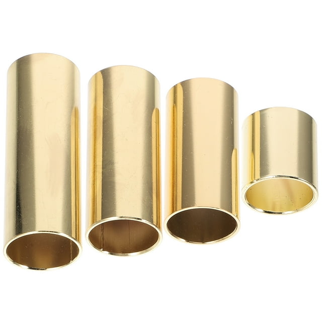 COMPUKAS 4Pcs Metal Guitar Slides for Electric and Acoustic Guitars Golden Cylinder Smooth Gliding Sound