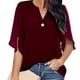 thumbnail image 2 of Tops de verano para mujer, Tops de verano para mujer Camiseta Henley con escote en V para mujer Diseño aerodinámico, 2 of 5