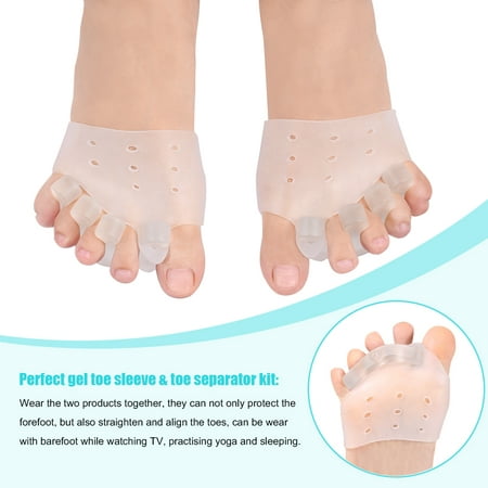 VGEBY 2 Pair Gel Toe Separators, Bunion Corrector Toe Sleeves Breathable Big Toe Spacers Stretcher Straightener, Foot Care Pain Relief for Men Women Hammer Toes, Orthopedic Pedicure