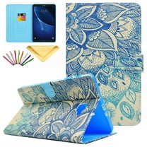 Galaxy Tab A 10.1 Case, Allytech PU Leather Flip Wallet Case with Auto Sleep/Wake Feature Smart Folio Stand Cover for Samsung Galaxy Tab A 10.1 with No S Pen (SM-T580/T585/T587), Blue Flower