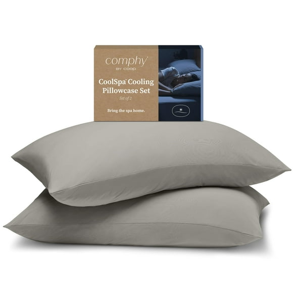 Comphy by Coop CoolSpa Cooling Pillow Case Set of 2 Dove Grey Queen Size Pillow Covers Luxury Spa and Hotel Quality Pillow Cases for Cooling Pillow Breathable Pillowcases for Bed Pillows
