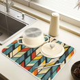 thumbnail image 2 of Yayeee Dish Drying Mat for Kitchen Counter 16" x 18" Microfiber Super Absorbent Coffee Decorative Pad, Yellow Geometric, 2 of 9