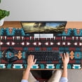thumbnail image 4 of Long Mouse Pads for Desk,Blue and Orange Geometric Boho Pattern Desk Mats on Top Of Desks, Desk Mouse Pad Extra Large with 3mm Non-Slip Base and Stitched Edge for Gaming,Office,Work,Home 47.3"x23.6", 4 of 6