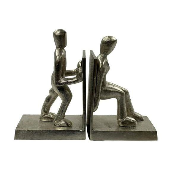 Unique Human Figure Decorative Bookends – Handcrafted Antique Finish, Non-Skid Felt Bottom for Organizing Books, Magazines, Movies & More, 7” High (Set of 2)