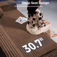 thumbnail image 4 of 90" No-Assembly Diamond Sofa for living Room, 3 Seater Couch with 30-inch Deep Seat, Soft Fleece Design with 2-Layer Sponge - Ready to Use Out of the Box, Brown, 4 of 9