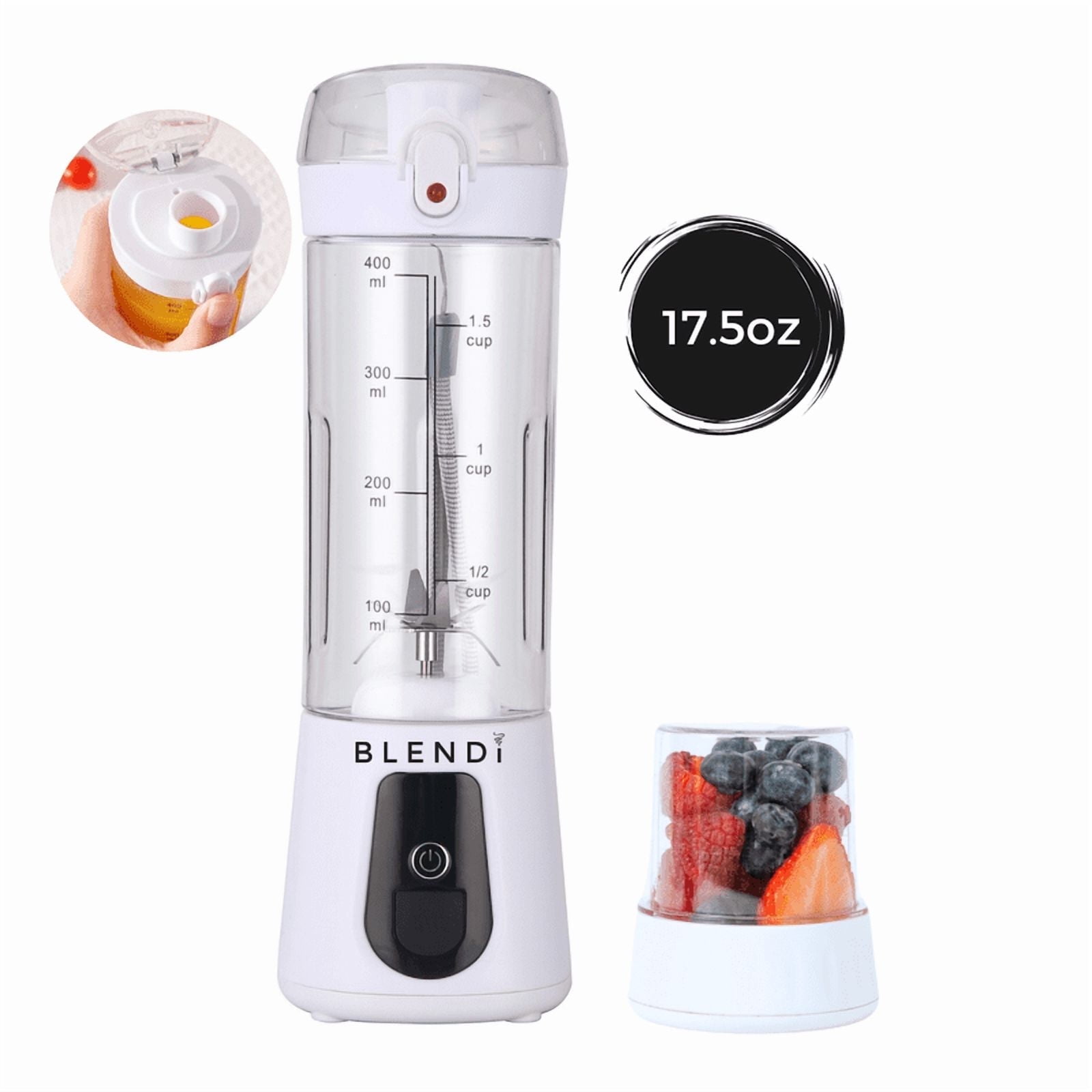 BLENDi Pro+ Ice Crushing Cordless Portable Blender 17oz USB-C Rechargeable, White