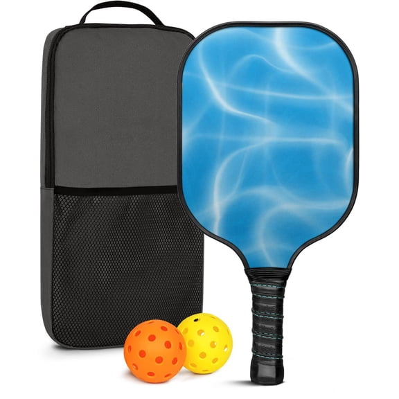 Pickleball Paddles Set Of 1, Fiberglass Surface, Fluid Smoke Aurora Art Style, 1 Paddle, 2 Balls & Bag