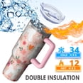 thumbnail image 5 of OBREWU Pink Bichon Frise and Flower Tumbler with Handle and Lid,Pink Bichon Frise and Flower 40oz Double Wall Vacuum Insulated Tumbler,Cups Gift for Women and Men, 5 of 7