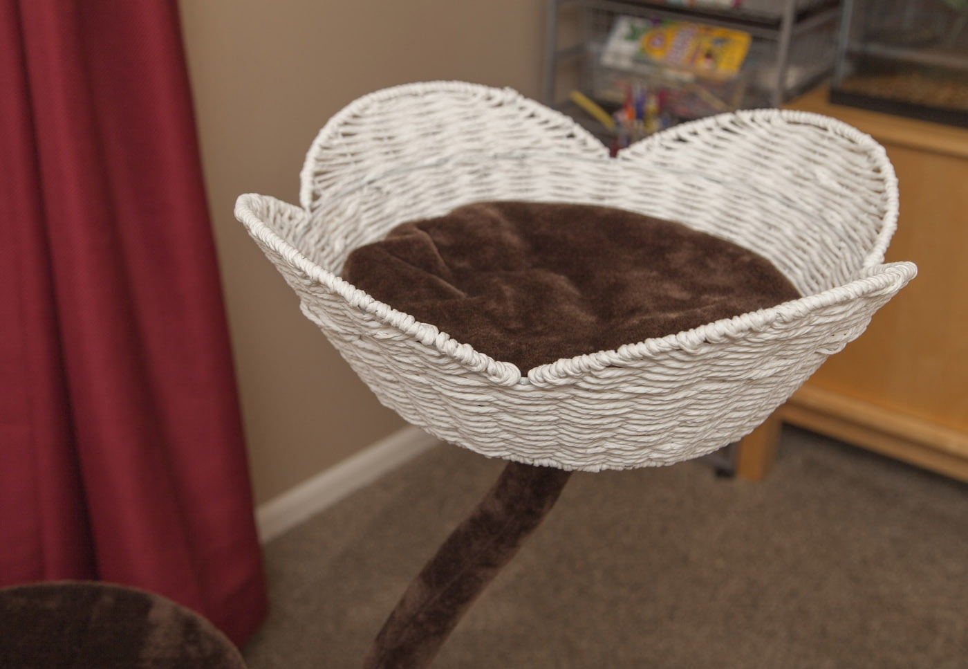 IRIS 4 Tier Plush & Wicker Cat Tree, Brown