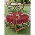 thumbnail image 4 of Outdoor Tablecloth with Umbrella Hole for Patio/Picnic/Party/Camping, Laundry Room Waterproof Table Cloth Round Cover Washable, Pure Red Minimalist Solid Color Modern Art (Dia 60"), 4 of 9
