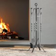 thumbnail image 2 of 5 Pieces Fireplace Tools Sets Fireplace Accessories Tools Holder with Handles Tools for Indoor Fireplace Decor Outdoor Fire Pit Modern Tool(Black), 2 of 18