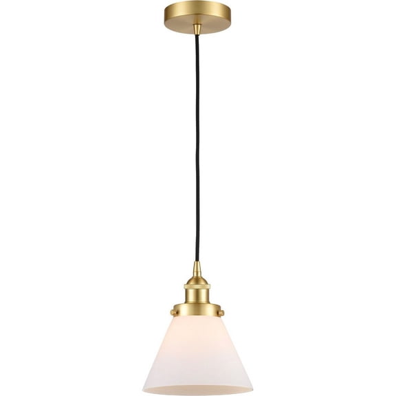 616-1PH-SG-G41-LED-Innovations Lighting-Bell - 1 Light Mini Pendant In Industrial Style-10 Inches Tall and 8 Inches Wide Satin Gold Matte White