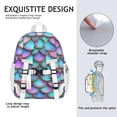 thumbnail image 5 of Mermaid Scales Pattern Backpack for School,Cute School Bag,Schoolbag with Adjustable Shoulder Straps & Padded Back,15"x11.42"x5.5", 5 of 6