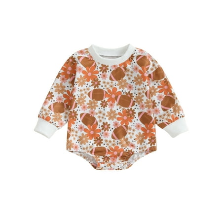 

GXFC Infant Fall Romper for Girls 6M 12M 18M Baby Girls Long Sleeve Rugby Print One Piece Jumpsuit Bodysuit Autumn Clothing for Newborn Girls Boys