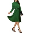 thumbnail image 4 of INSPIRE CHIC Women's Work Shirt Dress Long Sleeve Pleated Midi Dresses, 4 of 5