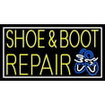 thumbnail image 1 of Yellow Shoe and Boot Repair LED Neon Sign 20 x 37 - inches, Black Square Cut Acrylic Backing, with Dimmer - Bright and Premium built indoor LED Neon Sign for store interior Décor, Storefront., 1 of 7
