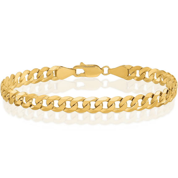 10K Solid Yellow Gold 5.75mm Curb Link Chain Bracelet