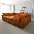 thumbnail image 3 of Fremont Mid Century Modern Modular Orange Velvet Comfy Sectional Couch, 3 of 7